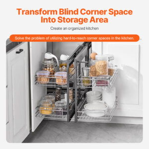 Vevor 2 Tier Blind Corner Pull Out Organizer Chrome Kitchen
