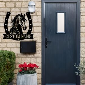 1 Customizable Horse Head and Hoof Metal Sign