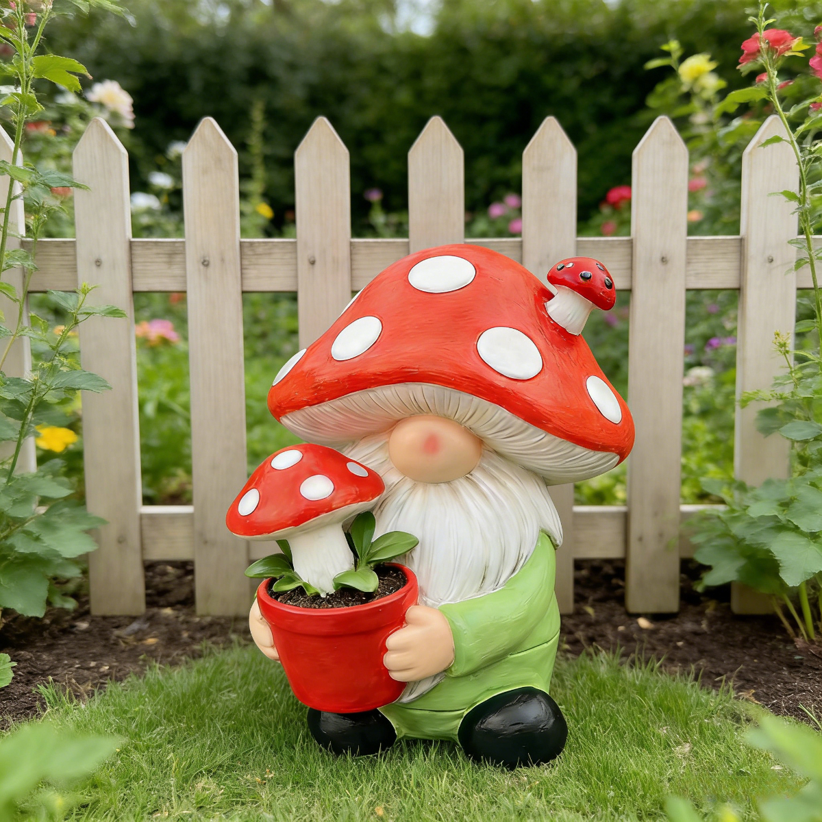 Cute Red Mushroom Gnome Figurine