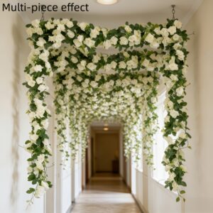 4pcs Artificial White Rose Vine for Wedding Arch Decor