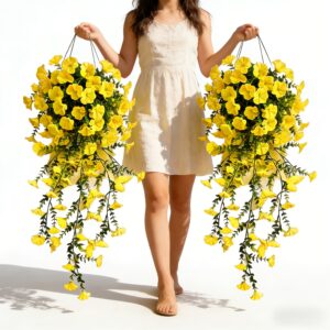 4pcs Large Spring Yellow Trumpet Flower Simulated Morning Glory Decor