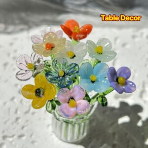 Hand-Blown Glass Flower Bouquet In Mini Vase