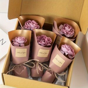 Set of 5/Imaginative Faux Flower Paper Mini Roses in a