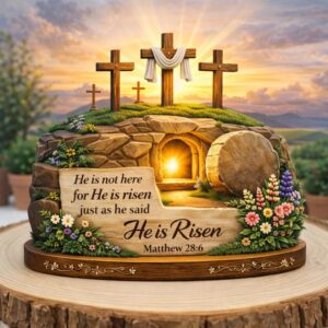 Easter He Is Risen Wooden Block