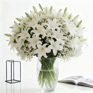 20pcs Artificial Lily Bouquet with Gypsophila