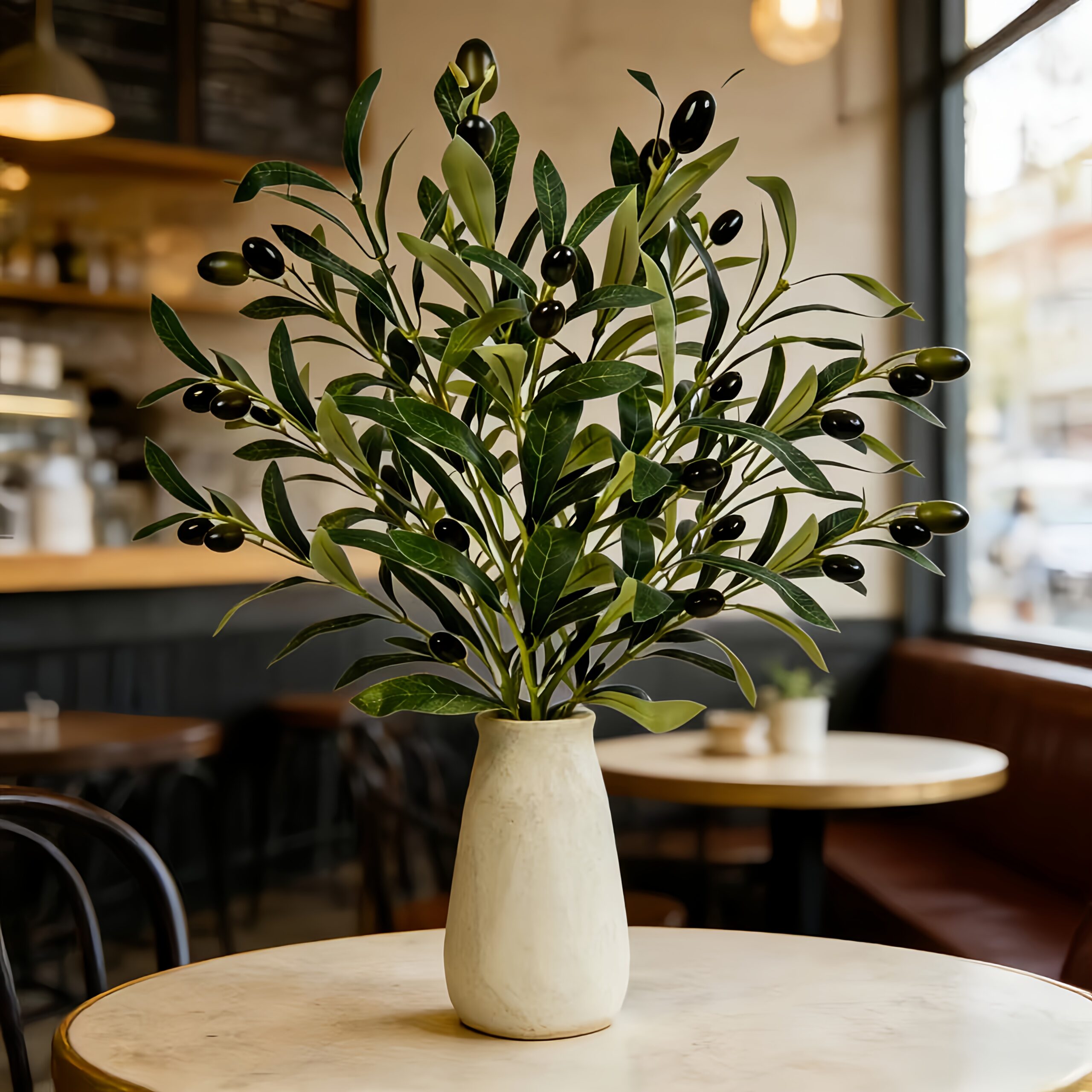 4pcs Artificial Green Olive Tree Potted Set