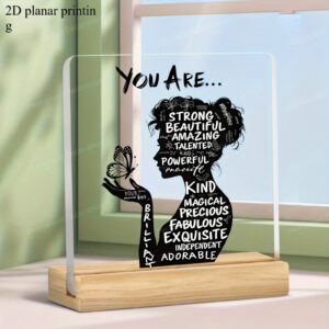2D Flat - [2D Flat] A 2D Acrylic Desktop Decoration - "You Are Strong, Beautiful, And Outstanding" - Featuring an Elegant 2D Design, Perfect for Home, Office, Or Café Decor - an Ideal Gift for Birthdays, Housewarmings, Holidays, And Inspiration