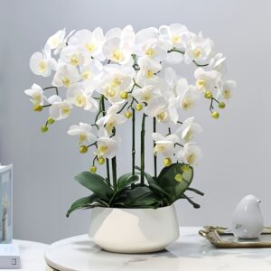 Set of 2 White Artificial Orchid Stems Measuring 69 Cm