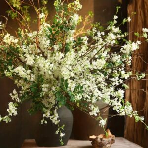 2pcs, Artificial Flower Simulation White Snow Willow Home Decoration Flowers Suitable For Home Decoration, Wedding Decoration, Hotel Decoration, Photography Decoration, Etc