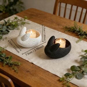 2pcs Set of Two-tone Rabbit Candlestick Ornaments, 3D Printed Desktop Home Decoration Items(candles Not Included)