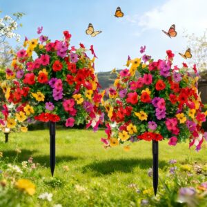 1pc Multi-Color Mixed Realistic Violet with Ground Stake, Indoor/Outdoor Garden Decoration, Spring/Summer Holiday Ornament, St