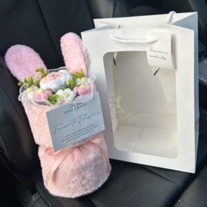 Valentines Day Gift Knitted Bouquet Rabbit Ears Bouquet Pink Color