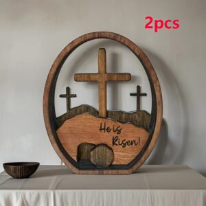 1/2pcs Empty Tomb Easter Scene and Cross 3D Decoration