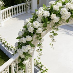 3pcs Artificial White Rose Vine