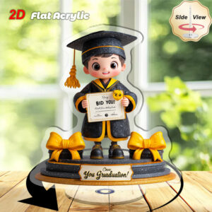 2D Flat, 2D Flat Print, 2D Plane, 1 Rotating Acrylic Graduation Ornament, Diploma and Graduation Cap - Cute Graduation/achievement Display, Suitable for Outdoor Use, Graduation Party Decorations, and Academic Celebration Gifts