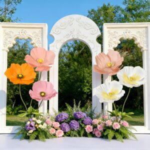 Set of 5 Enormous Poppy Artificial Flowers for Mall Landscaping