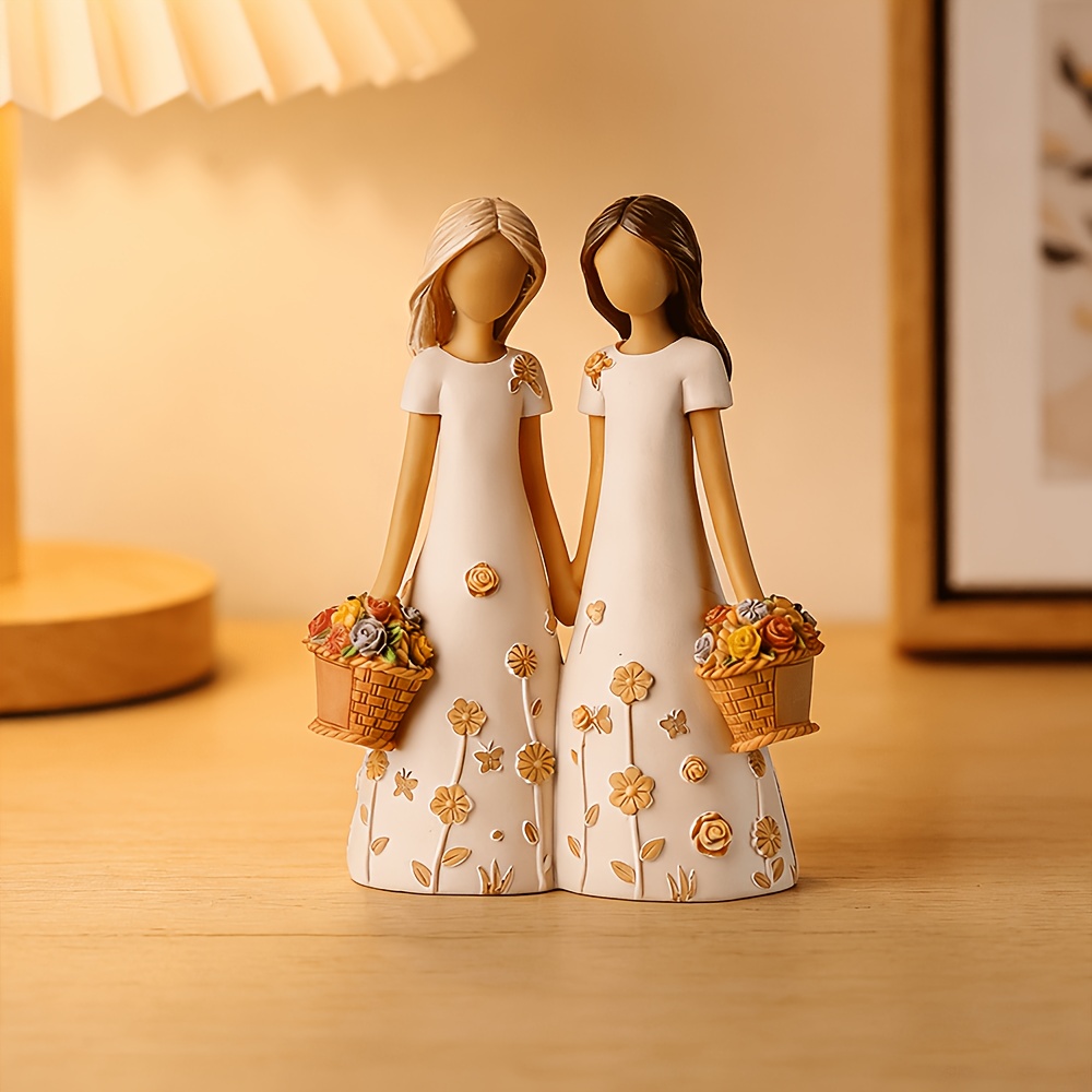 Sisters Figurine in a Friendship Basket