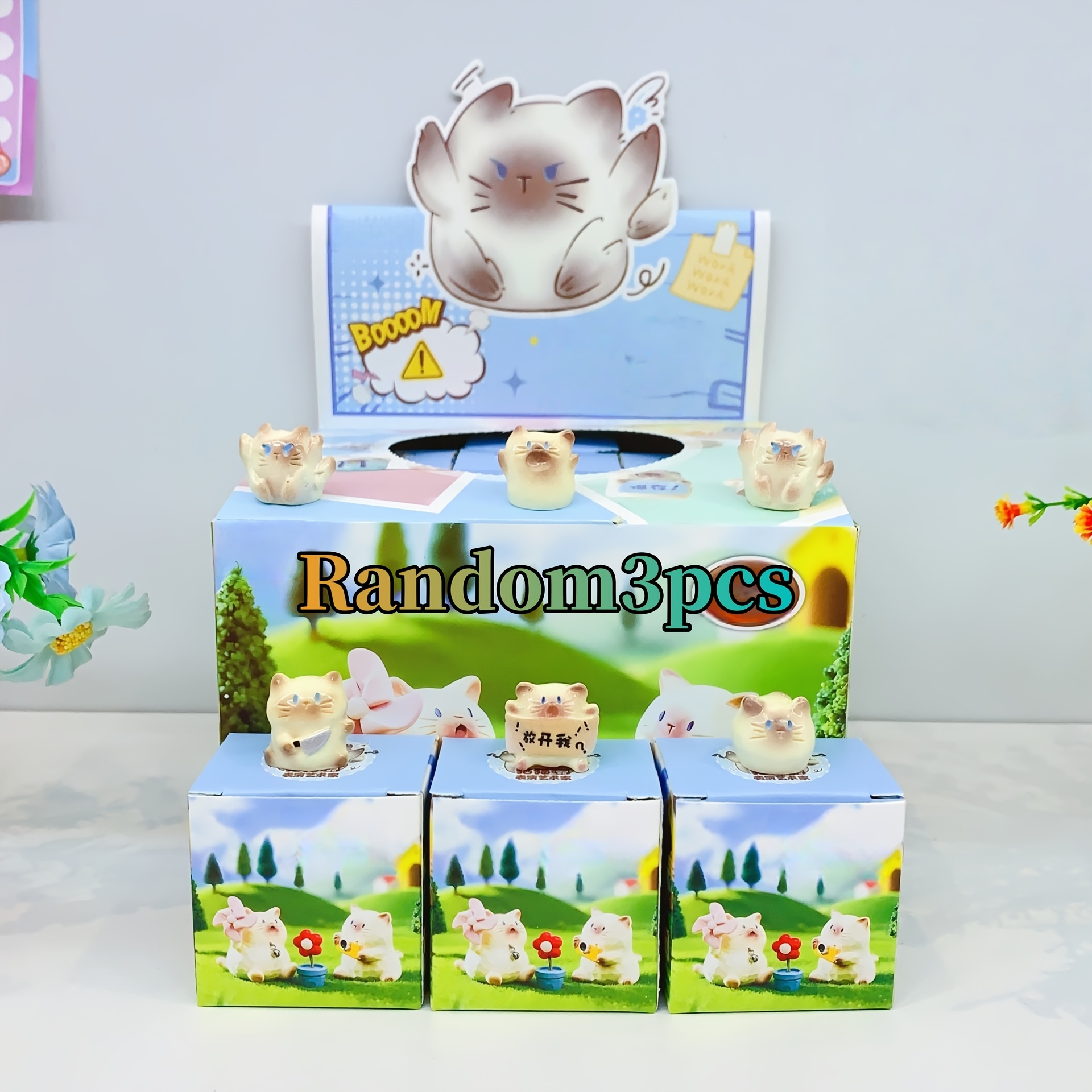 Random 3pcs New Cat Performing Artist Cute Figurine Set