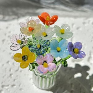 Set of 7 Charming Glass Artificial Flowers